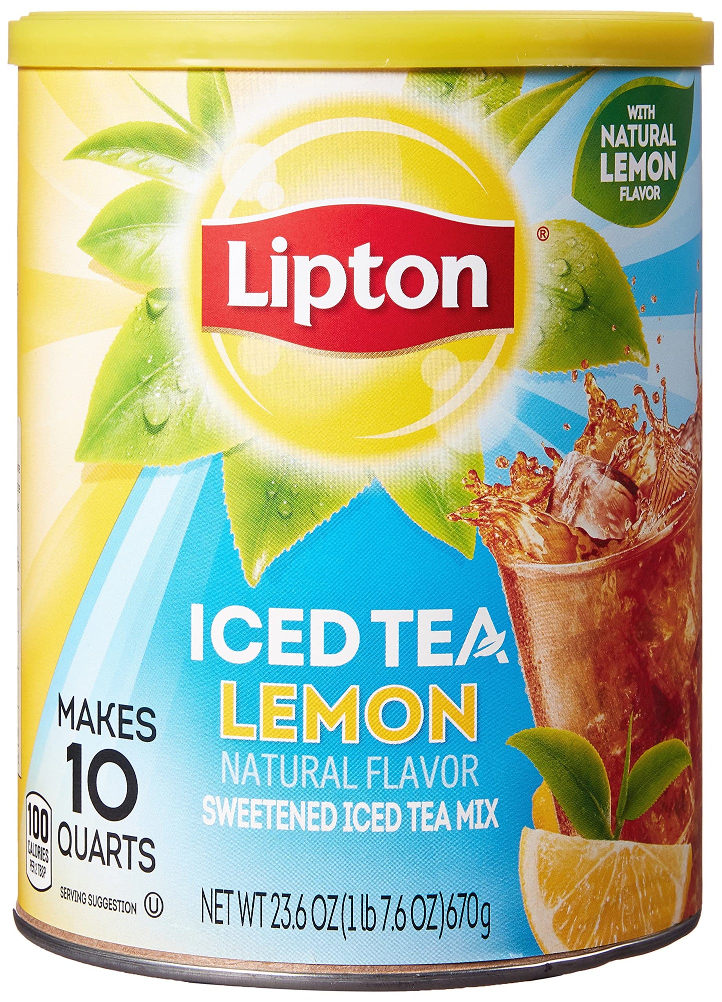 Lipton Iced Tea Mix, Lemon Flavor, 10 Quarts, Pack of 6, Model 41000223006