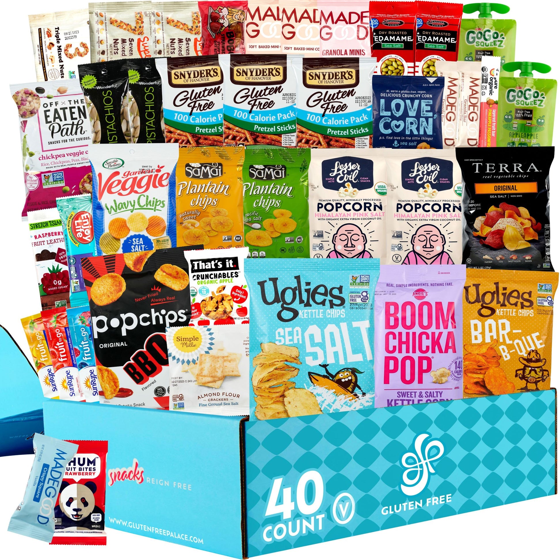 Gluten Free Snacks Gift Basket [40 Count] | Gluten Free Snack Box For 18+ Uses | Dairy Free - Healthy Vegan Snacks