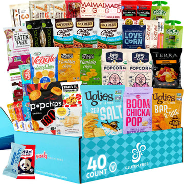 Gluten Free Snacks Gift Basket [40 Count] | Gluten Free Snack Box For 18+ Uses | Dairy Free - Healthy Vegan Snacks