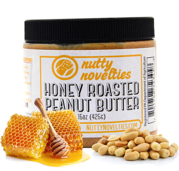 Nutty Novelties Honey Roasted Peanut Butter - High Protein, Low Sugar Healthy Peanut Butter - All-Natural Peanut Butter Free of 
