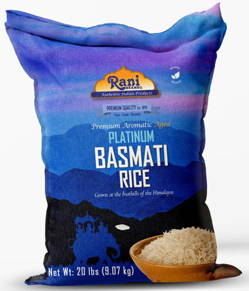 Rani Platinum White Basmati Rice Extra Long Aged 20-Pound Bag, 320oz (20lbs) 9.08kg ~ All Natural | Gluten Friendly | Vegan | In