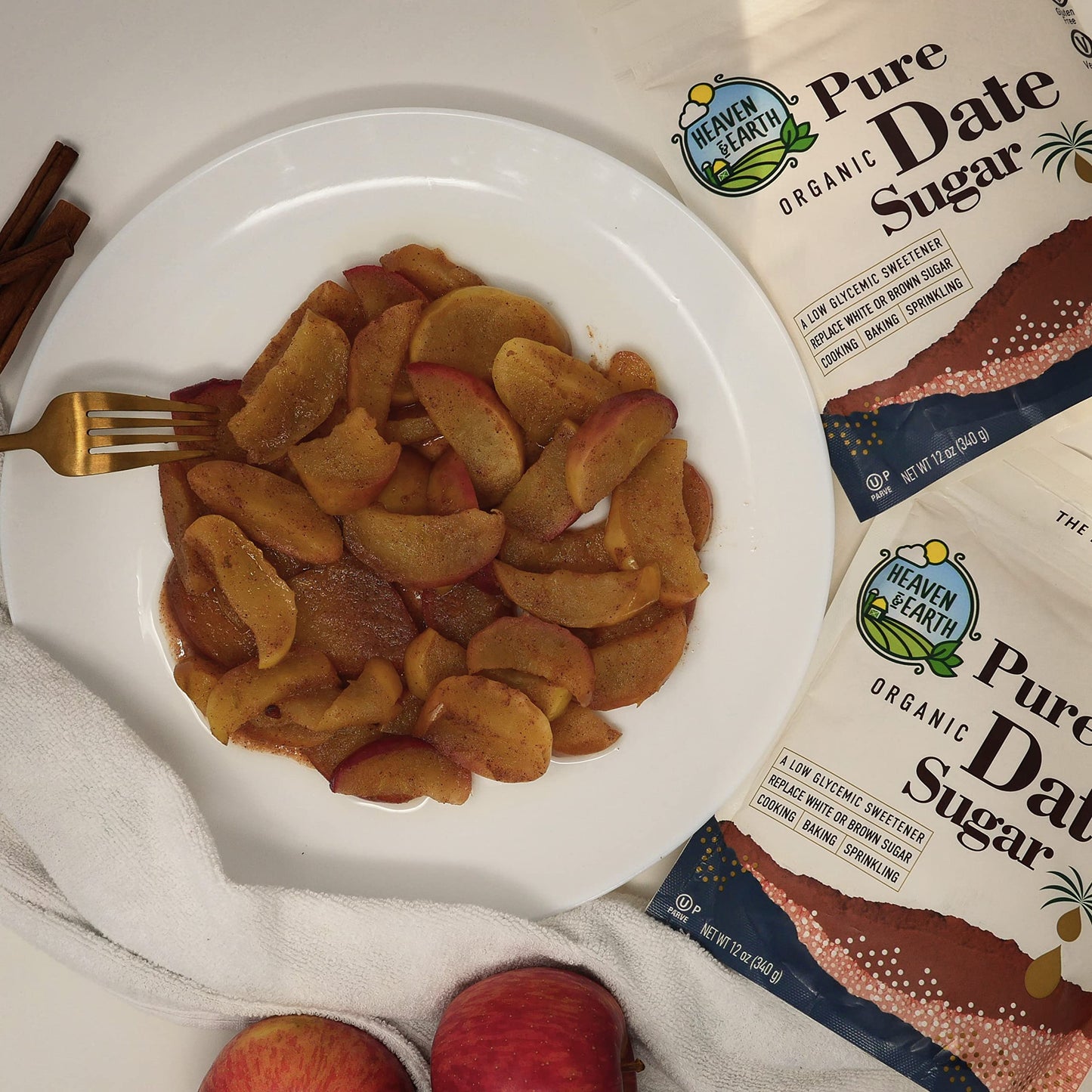 Heaven & Earth Pure Organic Date Sugar, 12Oz Resealable Bag | Natural Sugar Alternative | Low Glycemic | Good Source Of Fiber |
