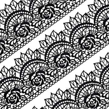 Large Pre-Made Ready To Use Edible Cake Lace Rose Scallop Black 14-Inch 10-Piece Set