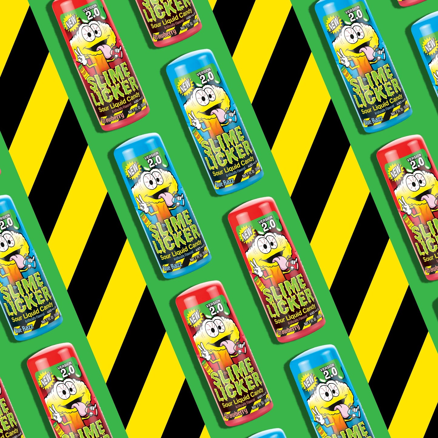 Toxic Waste - Slime Licker 2.0 - Sour Liquid Candy - Flavors: 1 Strawberry & 2 Blue Razz - 2 Oz. Bottles - 3 Pack
