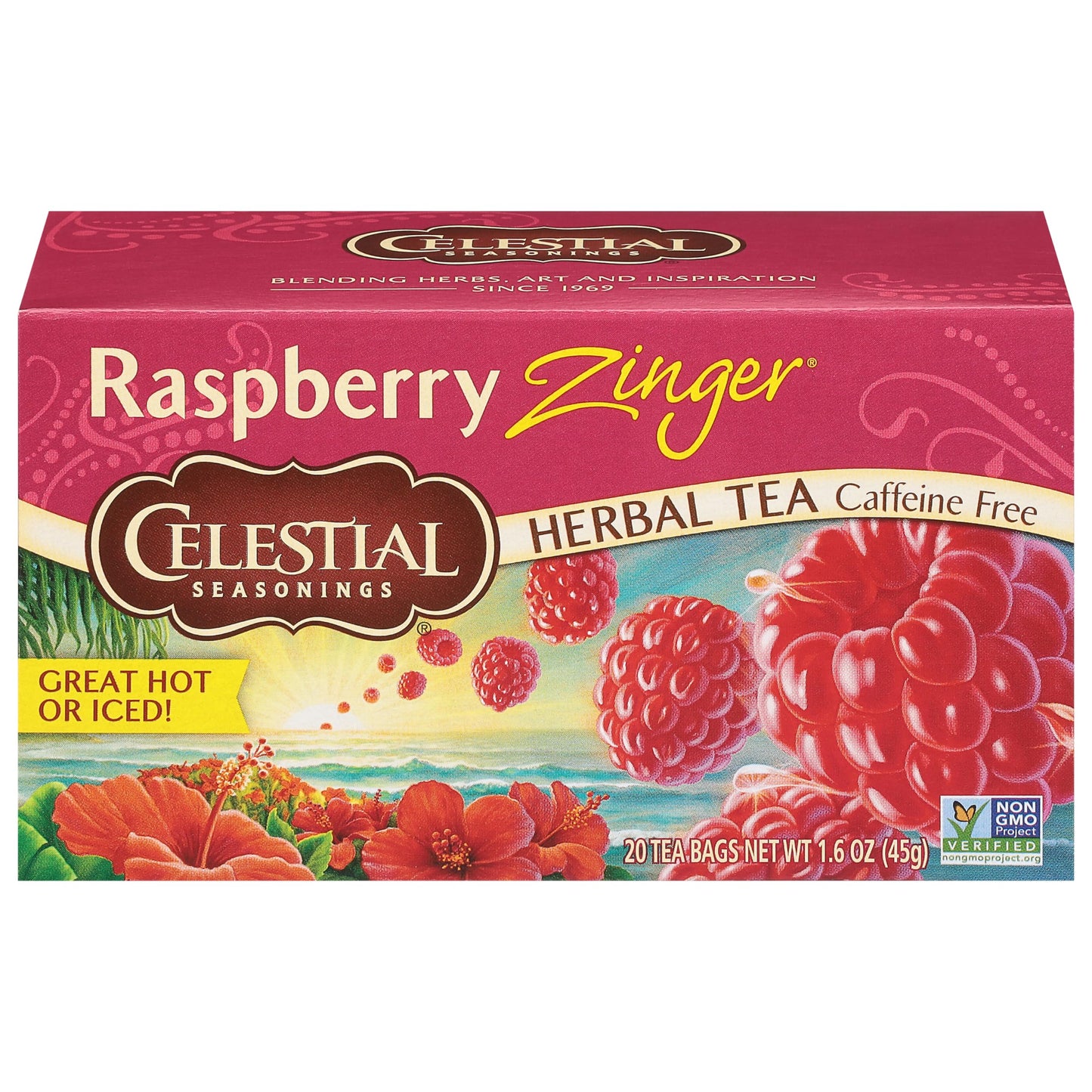 Celestial Seasonings Herbal Tea Raspberry Zinger, Caffeine Free, 20 Count, Multi Color, Model hwziv6-2392