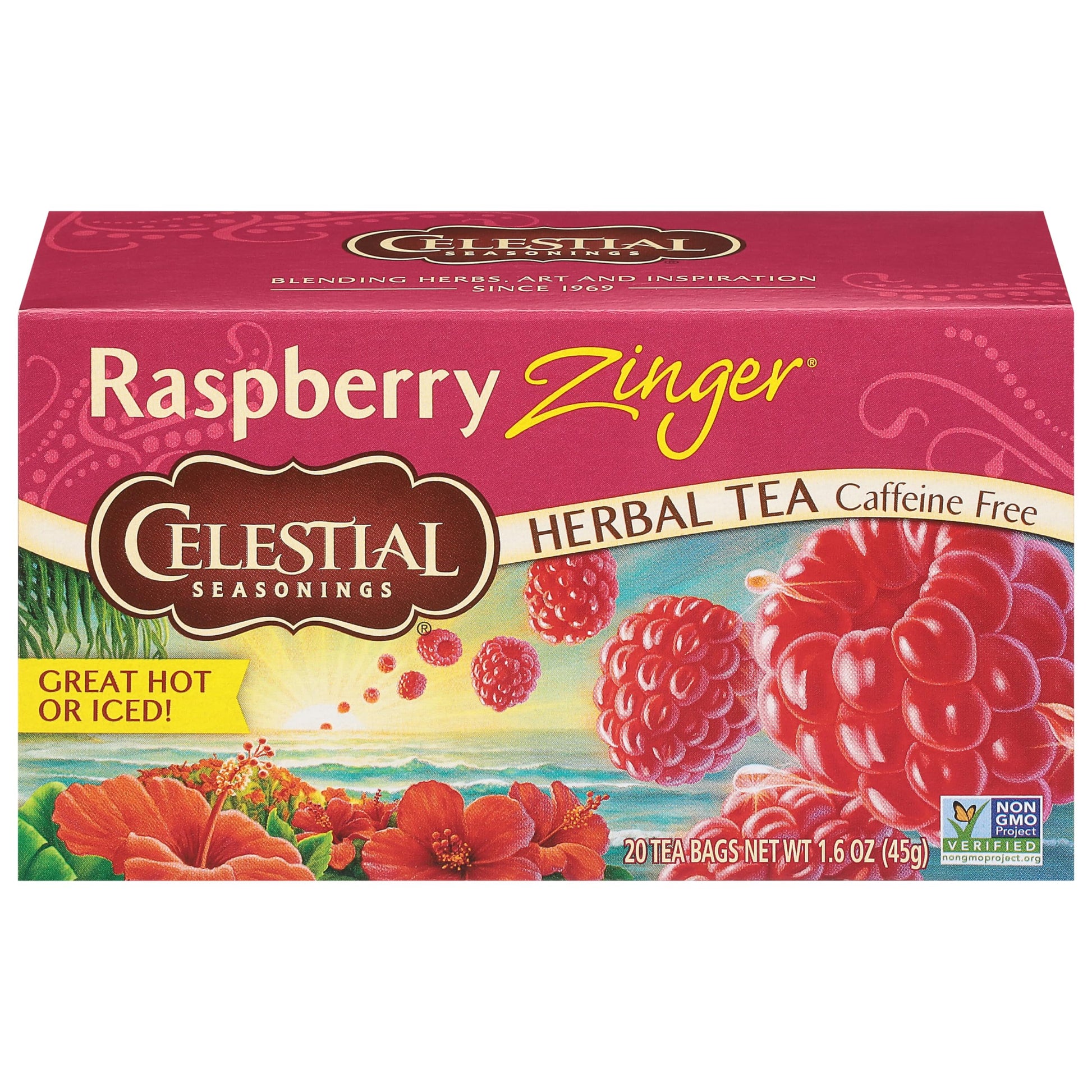 Celestial Seasonings Herbal Tea Raspberry Zinger, Caffeine Free, 20 Count, Multi Color, Model hwziv6-2392