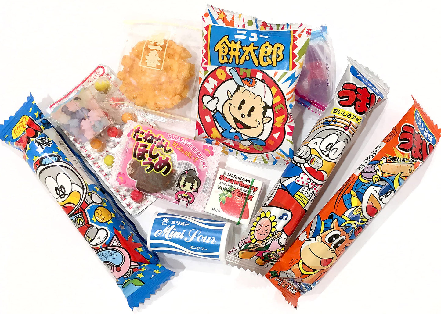 Samurai Kid Dagashi Set, Japanese Snack Assortment 36Pc With Samurai Kid Sticker