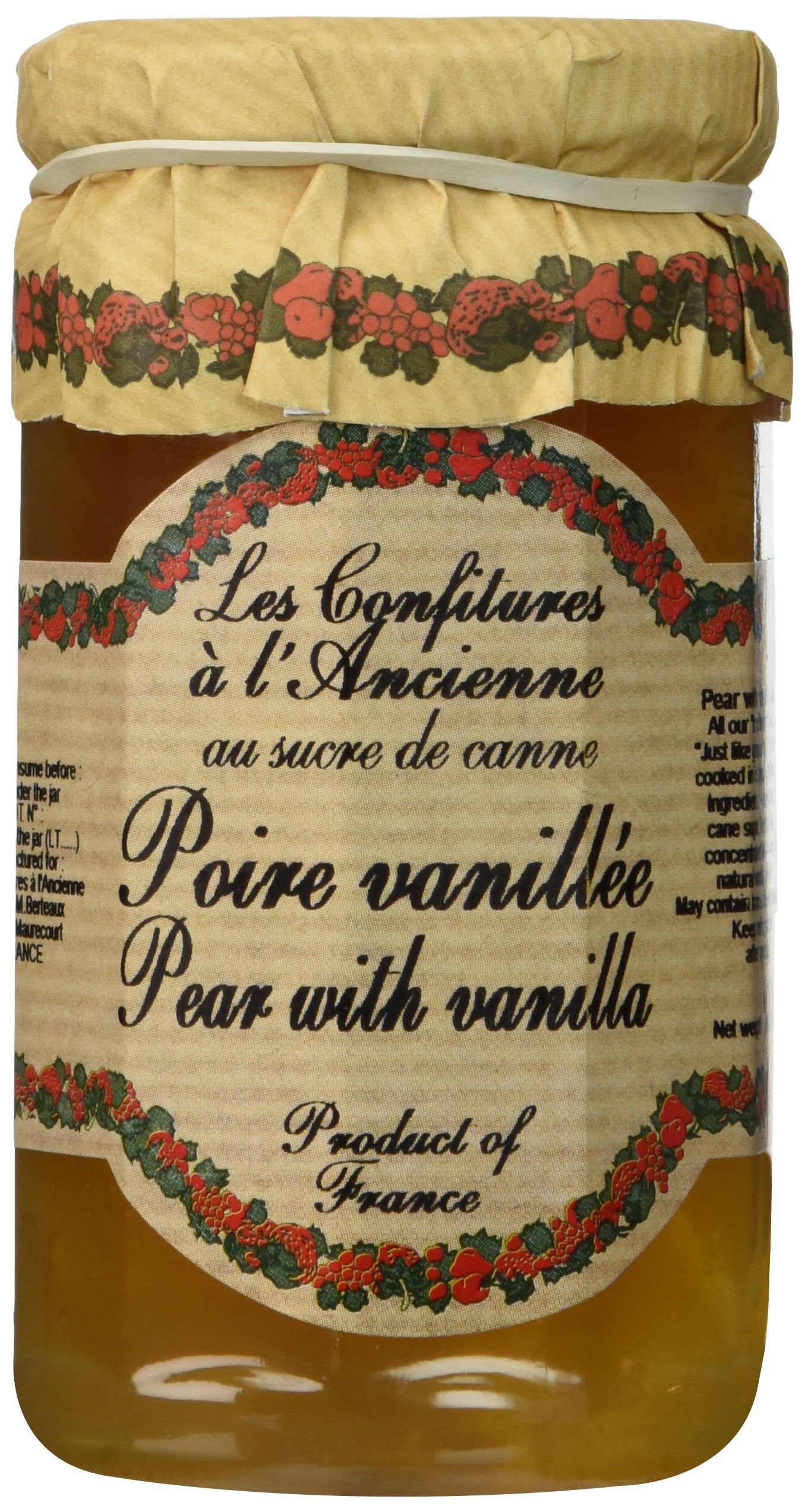 Pear Vanilla Jam Andresy All natural French jam pure sugar cane 9 oz jar Confitures a l'Ancienne, One