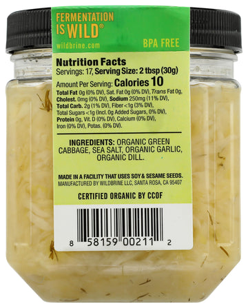 Wildbrine Dill Garlic Sauerkraut, 18 Oz