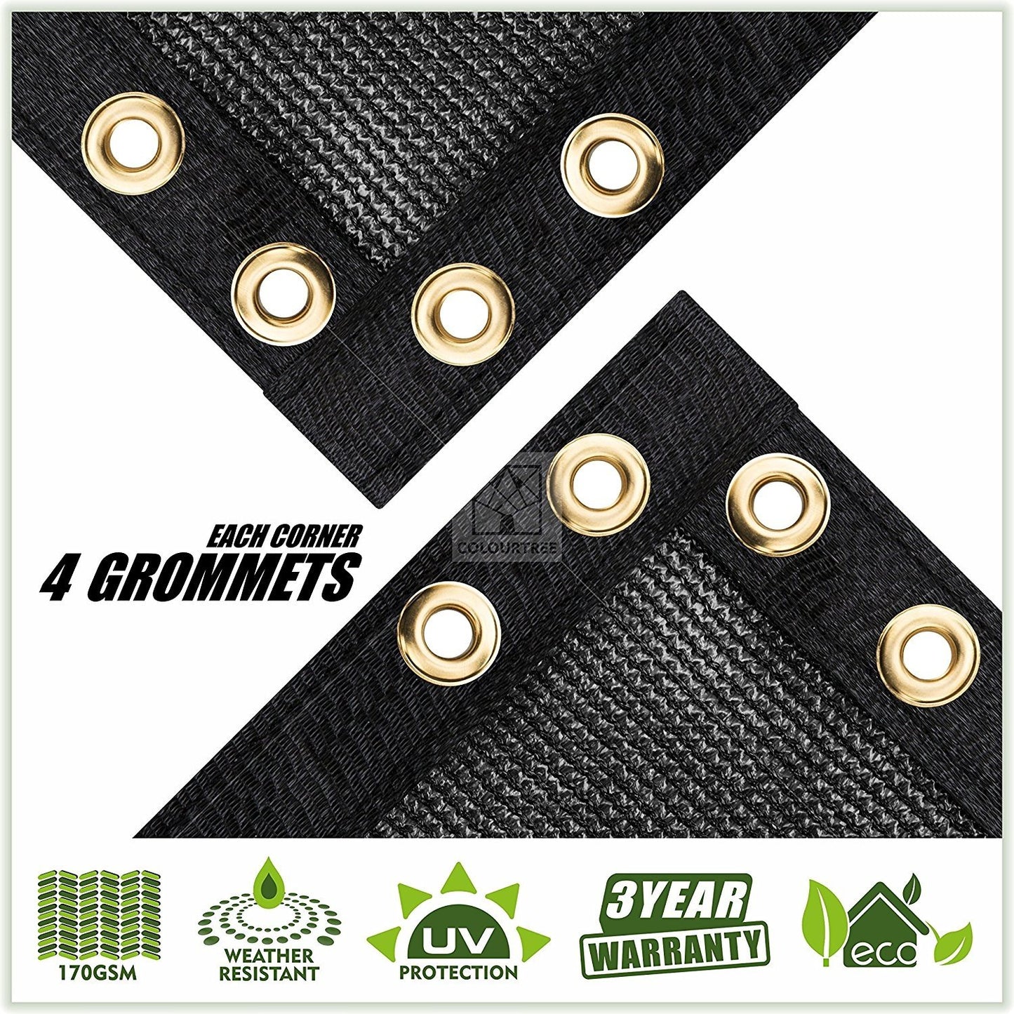 Colourtree Customized Size Fence Screen Privacy Screen Black 6 X 46 - Commercial Grade 170 Gsm - Heavy Duty - 3 Years Warranty -