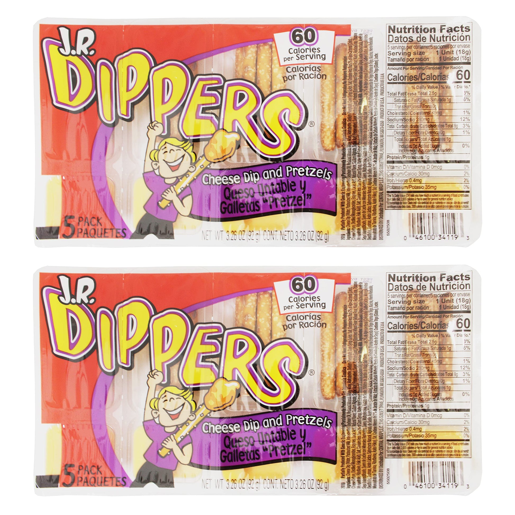 J.R. Dippers Cheese Dip & Pretzel Sticks Snacks, 3.26 oz (Pack of 2)