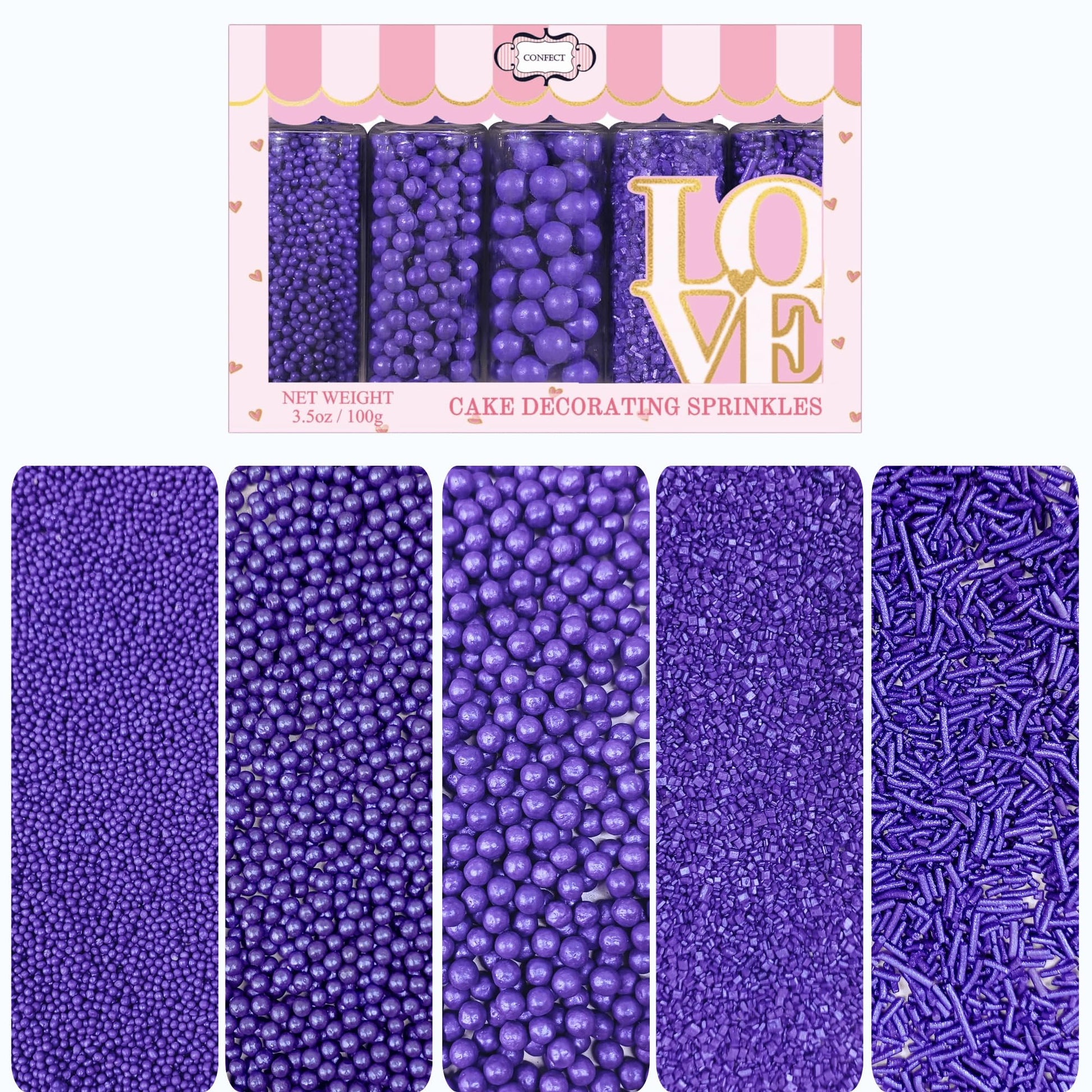 Confect Sprinkles for Cakes & Cupcakes Decoration | Pack of 5 Halloween Fall Bash Purple Sprinkles | Edible Sprinkles | Jimmies 