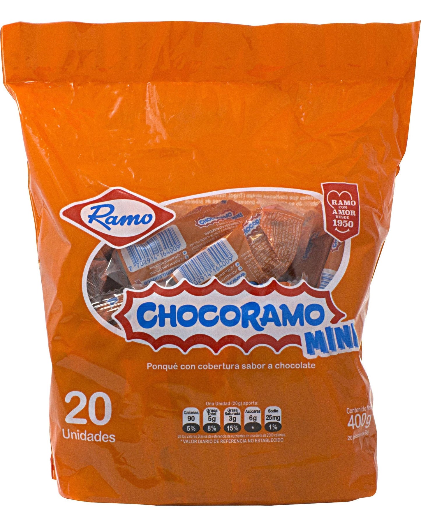 Chocoramo Mini Chocolate Cakes, Colombian Snacks, Pack of 20