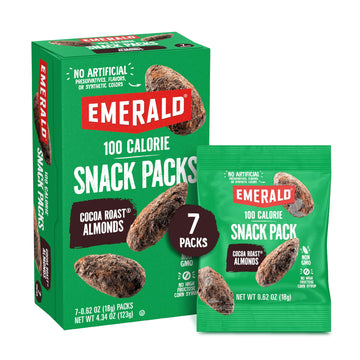 Emerald Nuts Cocoa Roast Almonds 7 Ct (1-Pack), 100-Calorie Individual Packs, Kosher Certified, Non-GMO, Contains No Artificial Preservatives, Flavors or Synthetic Colors