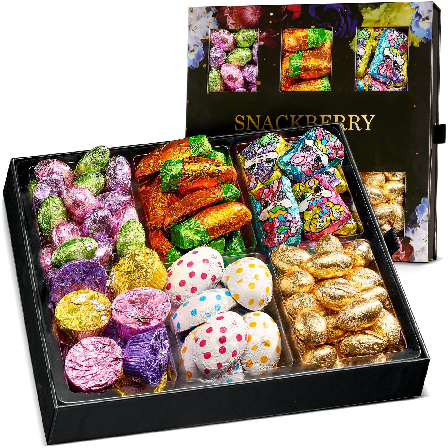 Easter Candy And Chocolate Platter With Milk Chocolate Bunnies, Chocolate Carrots, Cookies & Cream Eggs, And More! Kosher Holiday Mixed Gift Basket Candy Platter