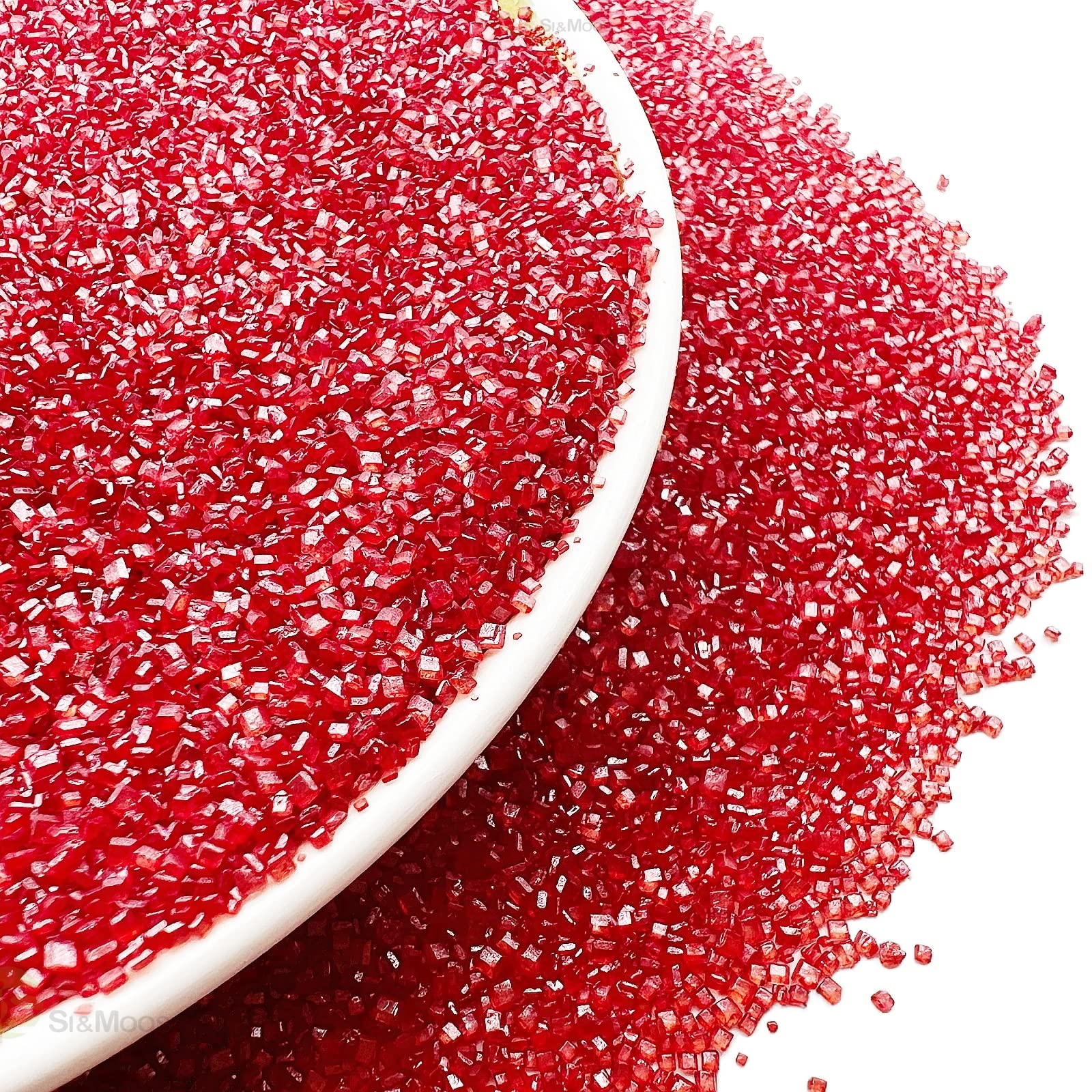 SE Si&Moos Red Sanding Sugar Red Edible Sparkling Sprinkles Sanding Sugar Crystals for Cookie Decorating Edible Glitter Rimmer f