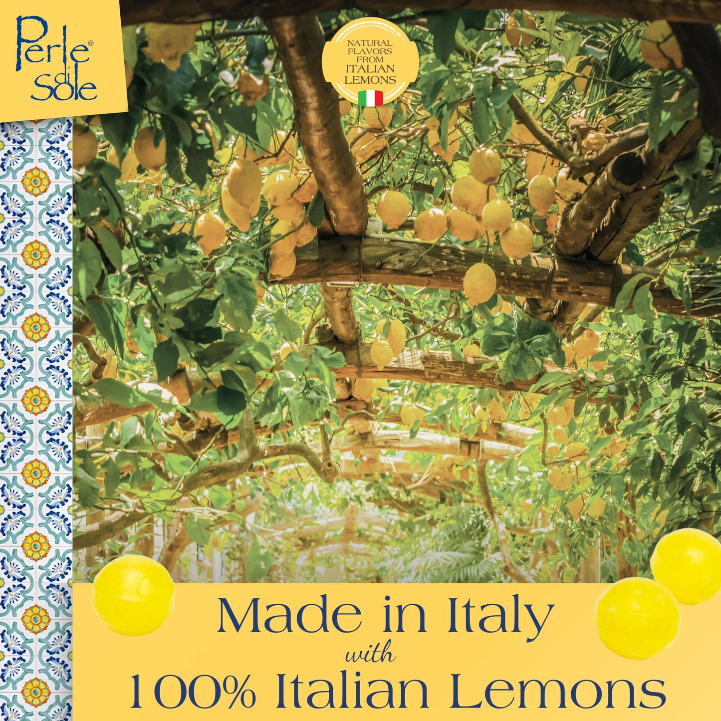 Perle Di Sole Italian Hard Candy - Assorted Orange & Lemond Drops With Fizzy Filling (17.6 Oz | 500 G) Italian Candy Individuall
