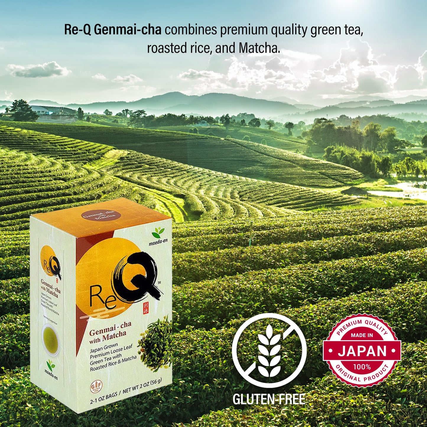 MAEDA-EN Genmai-cha with Matcha Loose Leaf Green Tea, 168g, 3 Pack - Japanese Origin Hot or Iced Drink