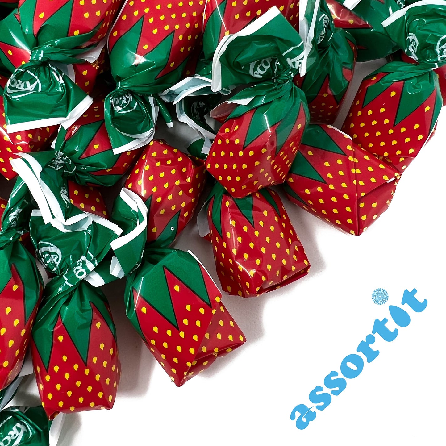 Assortit Strawberry Filled Hard Candy - Classic Bon Bons - 3 lbs - Individually Wrapped - Red
