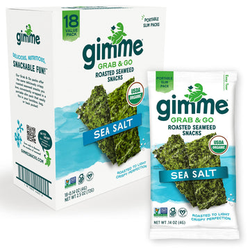 Gimme Seaweed Organic Roasted Seaweed Sheets Sea Salt Keto Vegan Gluten Free Great Source Of Iodine And Omega 3S Healthy Onthego