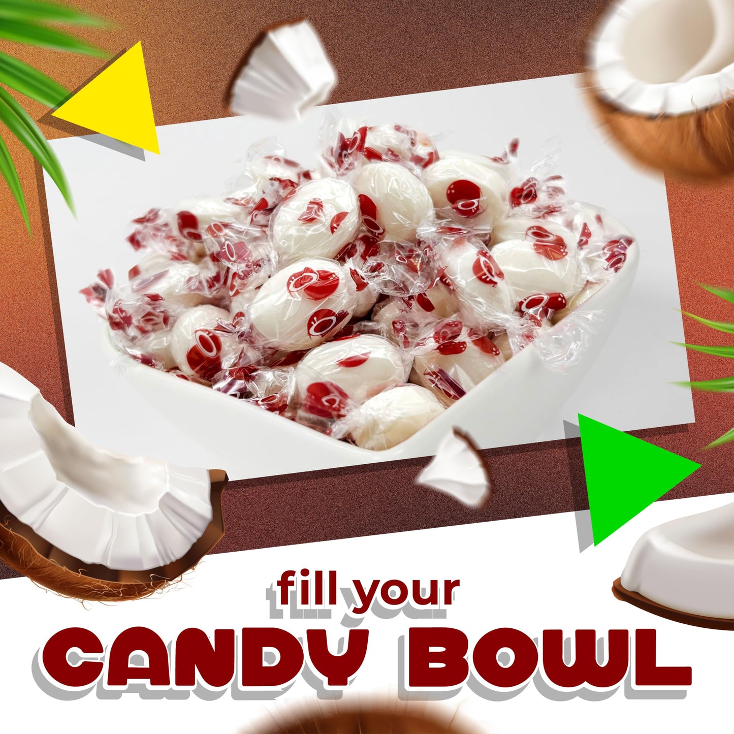 Coconut Filled Hard Candy | 1 Pound Bag - Approx. 90 Count | Tropical Treat With Creamy Filling