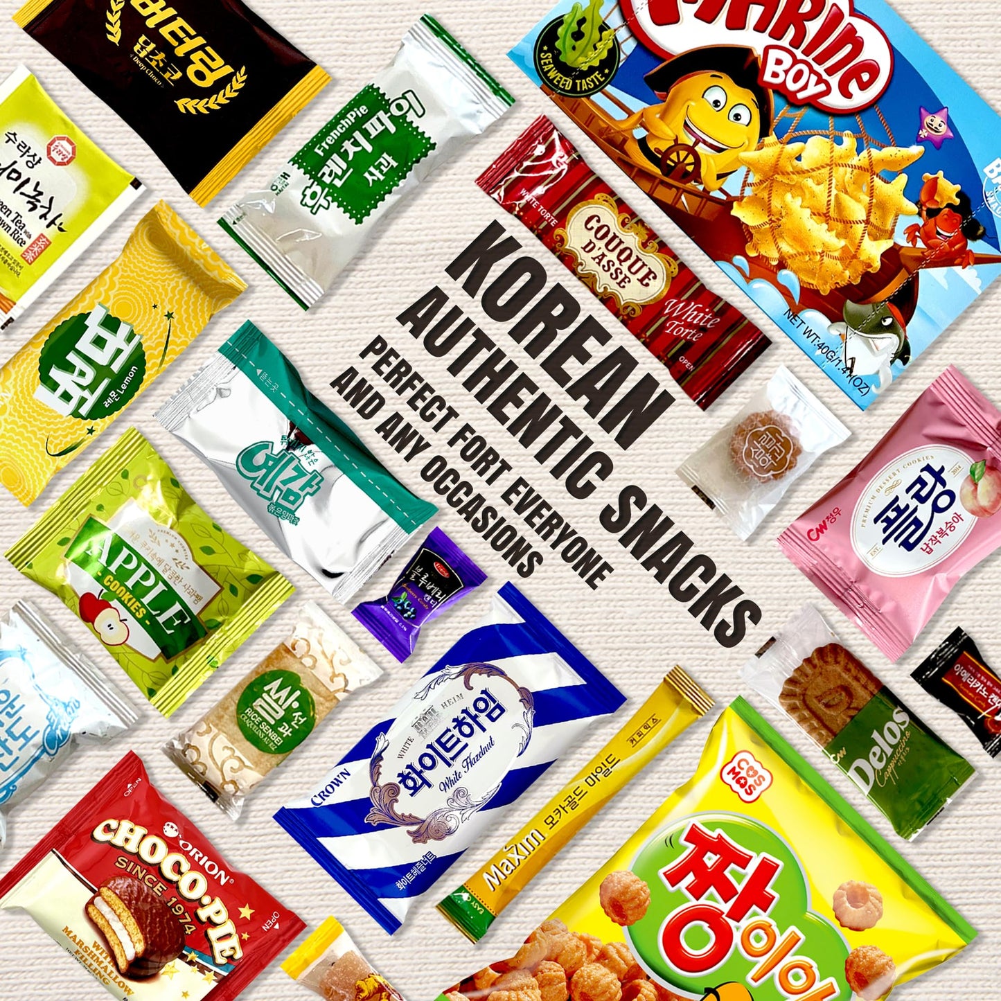 Dagaon Flavorful Mini Korean Snack Box - 20 Count - Variety Of Korean Treats Including Chip, Biscuits, Cookies, Pies, Candies. S