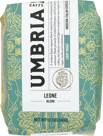 Caffe Umbria Fresh Seattle Whole Bean Roasted Coffee, Leone Blend Light Roast 12Oz. Bag