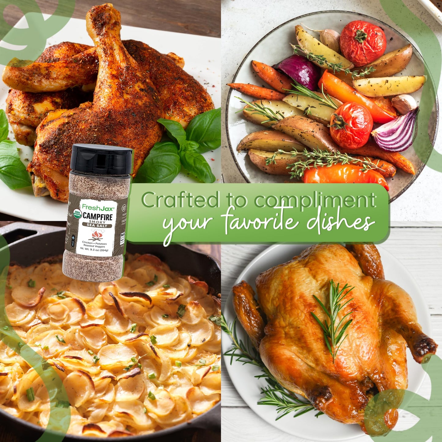 FreshJax Organic Campfire Smokey Sea Salt, Smoked Cherrywood & Chipotle, 9.3 oz