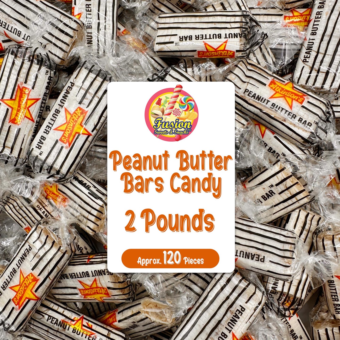 Peanut Butter Bars Candy - 2 Pounds (Approx 120 Pieces), Peanut Butter Candy Bars In Bulk Bag, Individually Wrapped Old Fashione