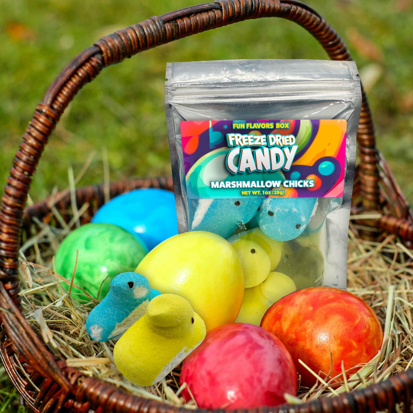 Freeze Dried Candy Marshmallow Chicks, Unique Exotic Crunch Snack Treats, Party Favor Gift Idea, Easter Basket Filler, 1 Oz
