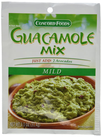 Concord Foods: Mild Guacamole Dip Mix (Pack of 4) 1.1 oz Packets