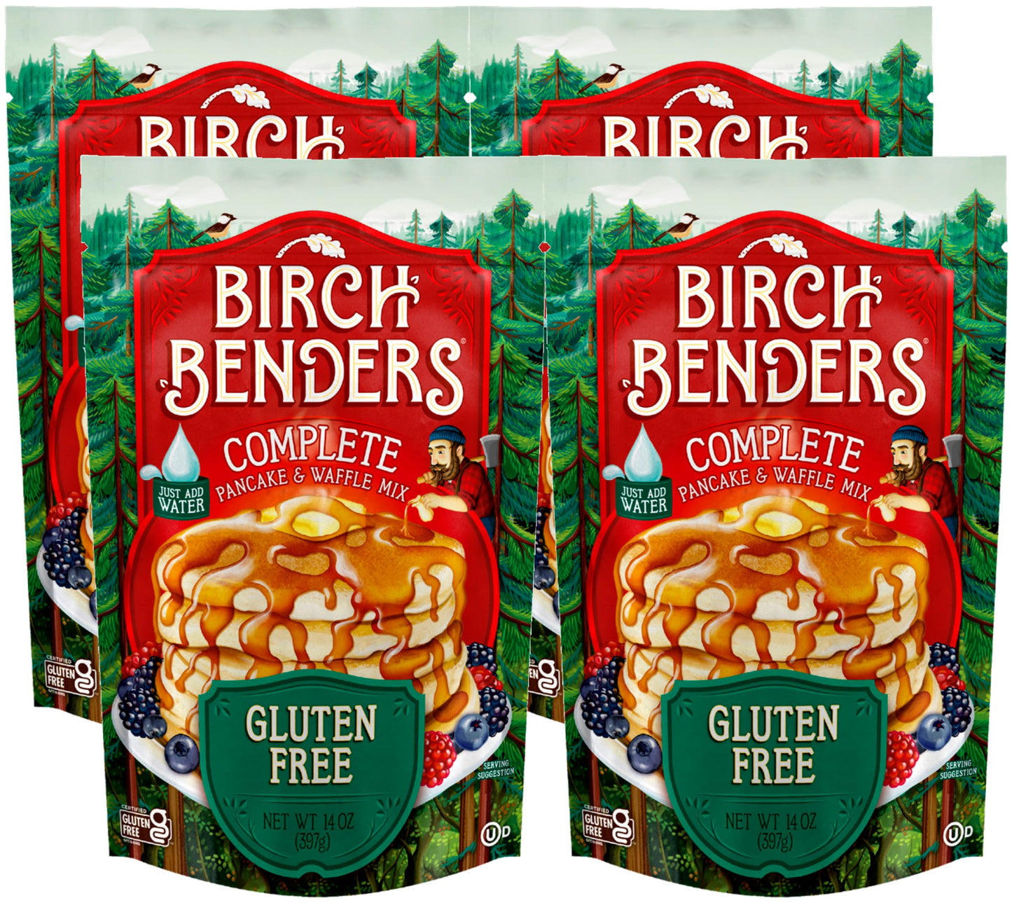 Birch Benders Gluten Free Pancake and Waffle Mix, 14 Ounce (Pack of 4)