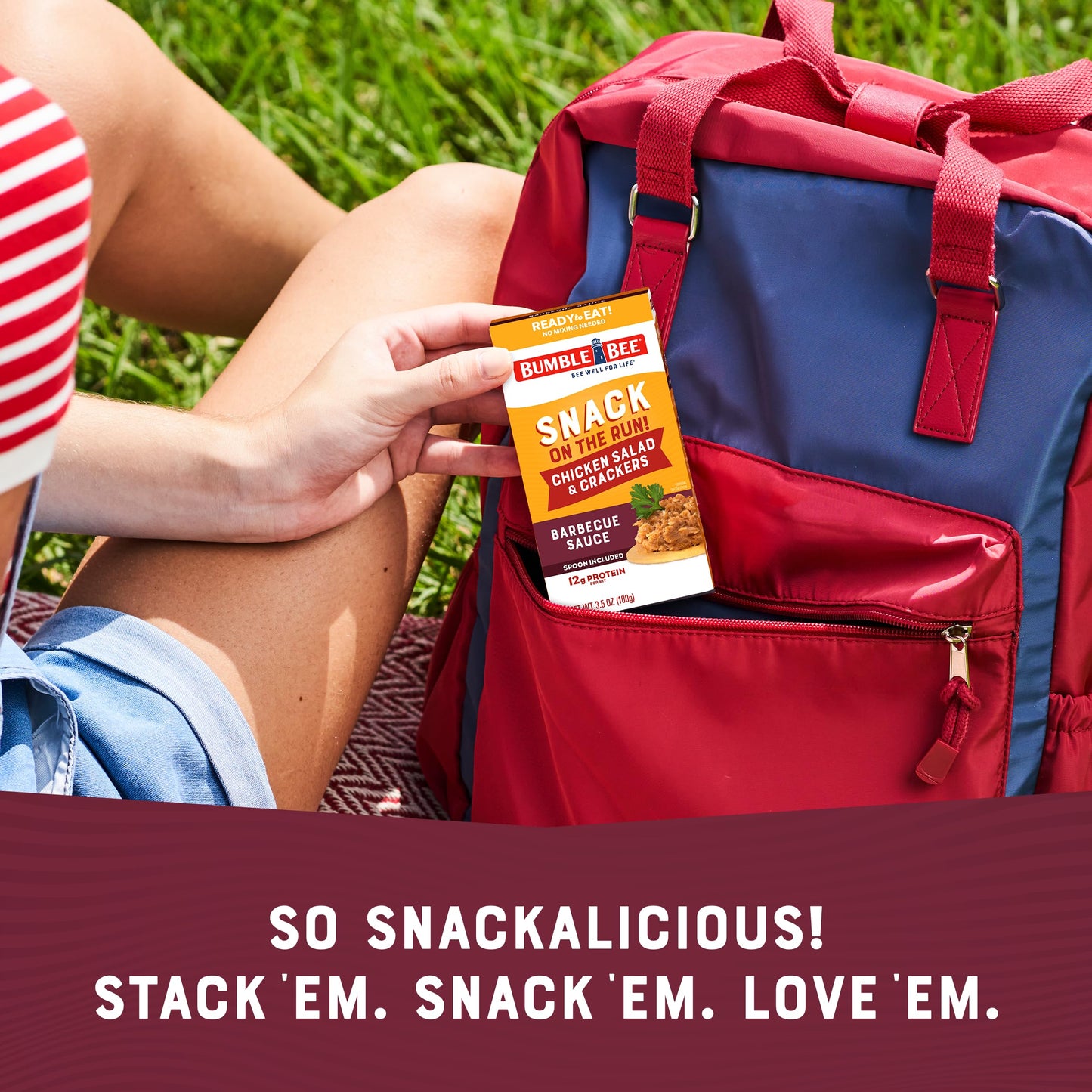 Bumble Bee Snack on the Run BBQ Chicken Salad with Crackers Kit, 3.5 oz (Pack of 12) - Ready to Eat, Spoon Included - Shelf Stab