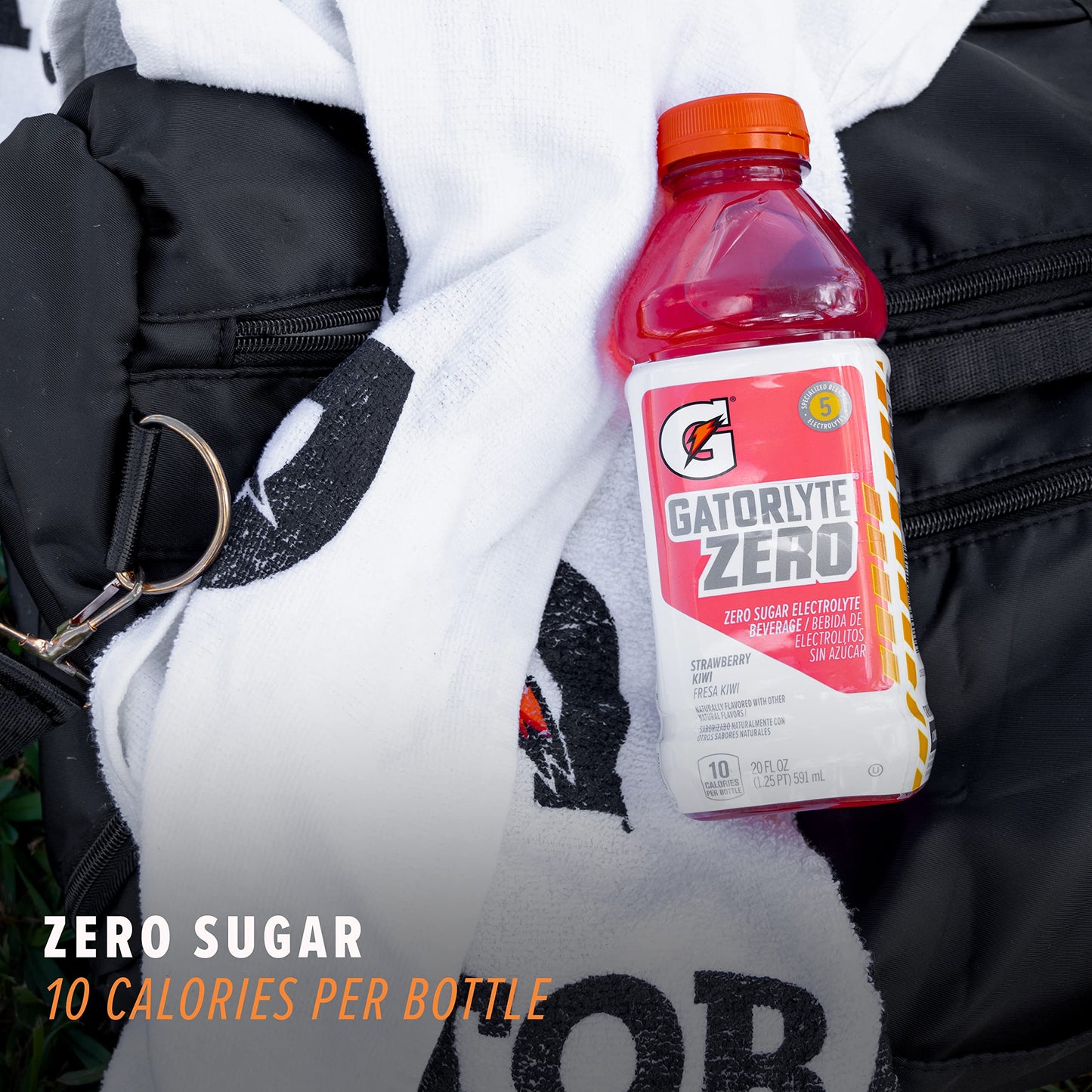 Gatorlyte Zero Electrolyte Beverage, Strawberry Kiwi, Zero Sugar, 20 Fl Oz Bottles, Pack of 12 - Hydration with 5 Electrolytes