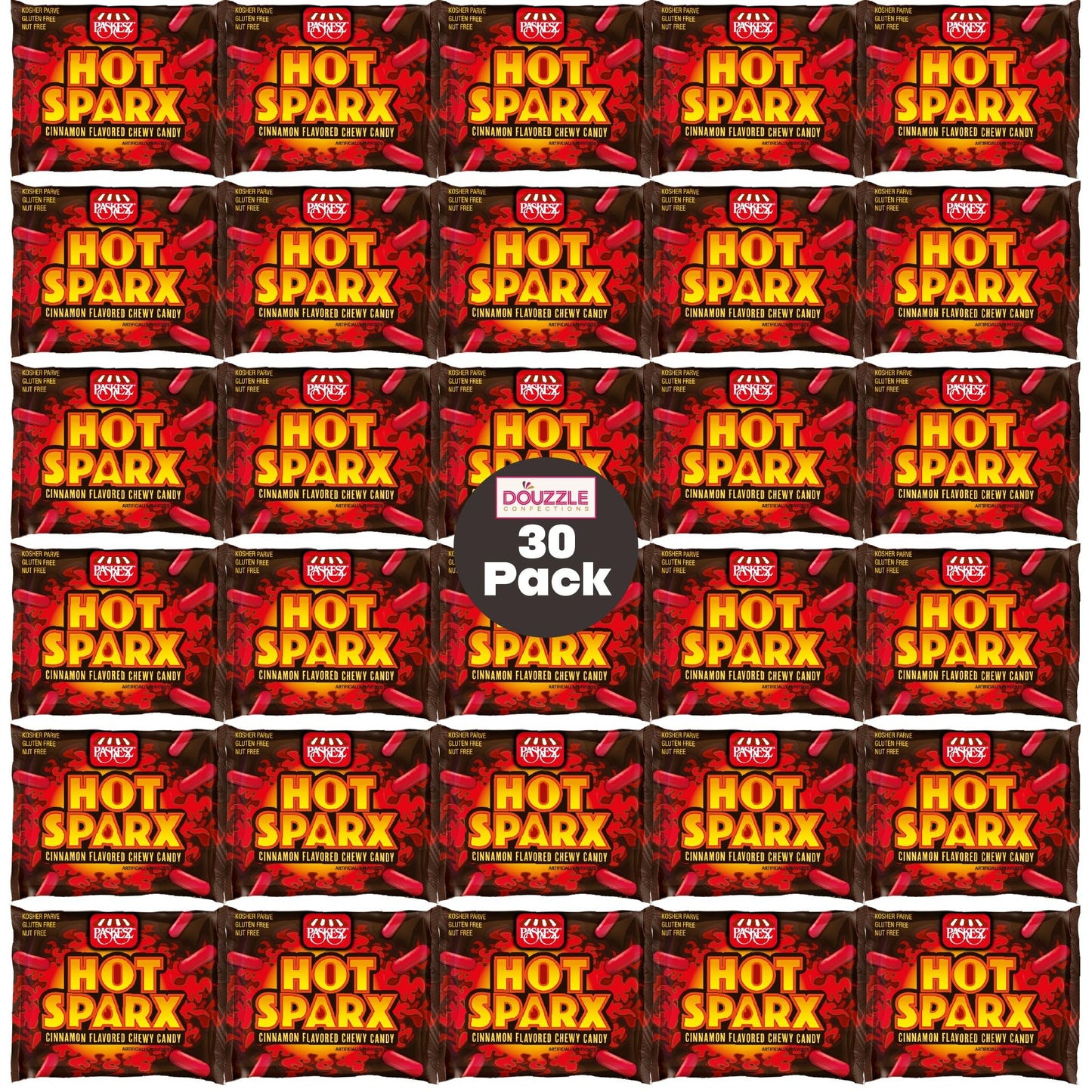 DOUzzle Back To School Hot Sparx Red Cinnamon Candy Sticks, Chewy Candies, Mini Packs (30 Count, 1 Pack) Individually Wrapped, P