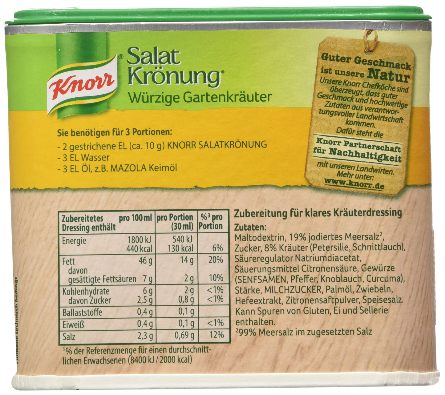 Knorr Garden Herbs Vinaigrette Mix, 71 Fl Oz - Flavorful Salad Dressing for 2.1 L Containers, Perfect for Fresh Salads