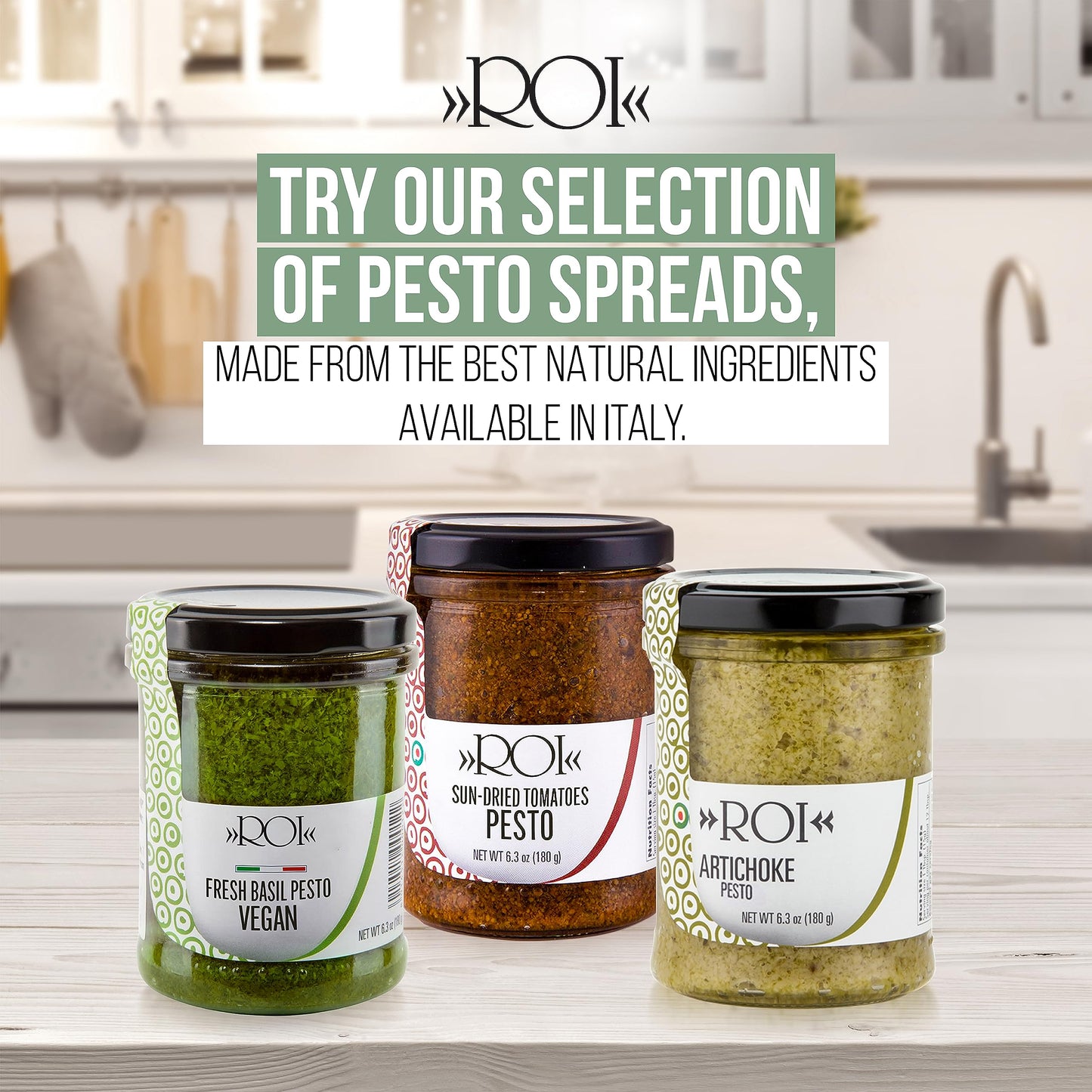ROI Red Pesto - Sundried Tomato Pesto Made With Sundried Tomatoes, Genovese DOP Basil, and EVOO, Gluten-Free, Keto-Friendly Fres