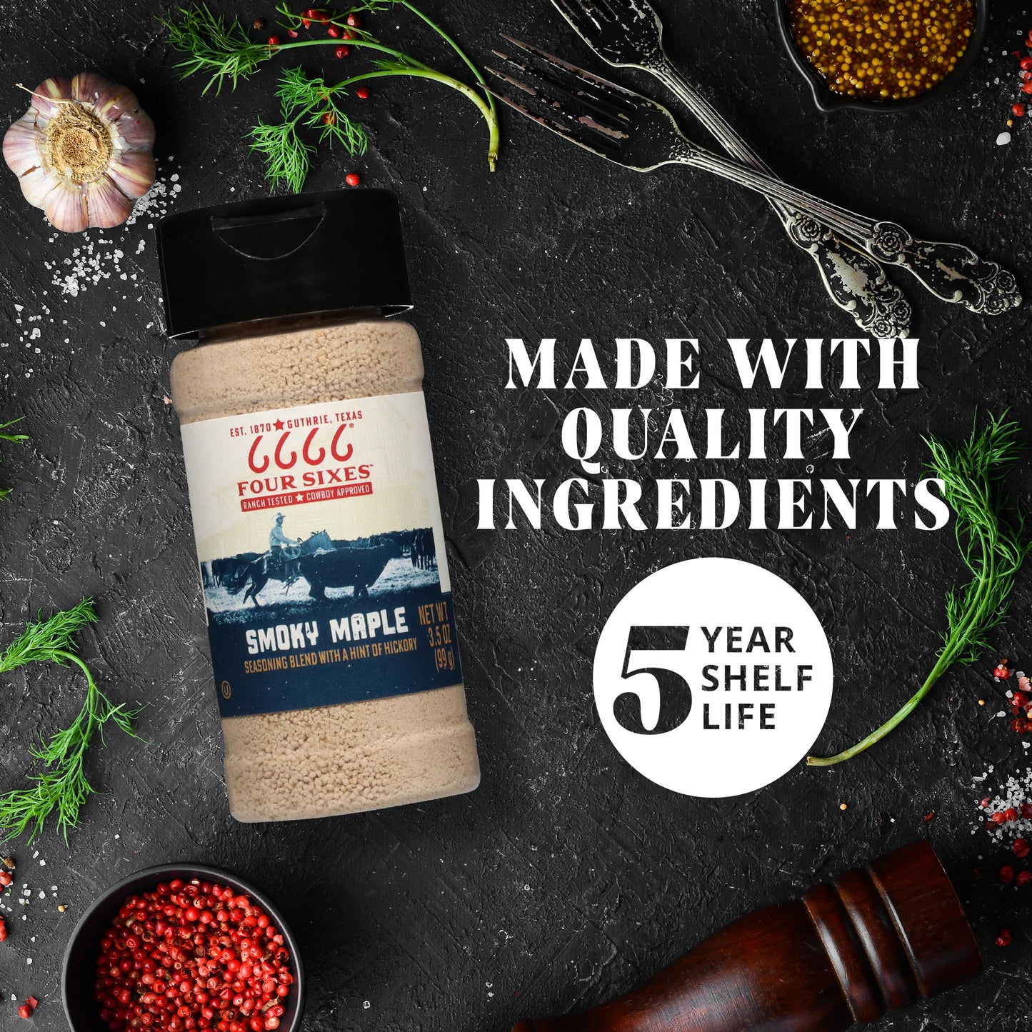 6666 Four Sixes Smoky Maple Seasoning  3.5 Ounce