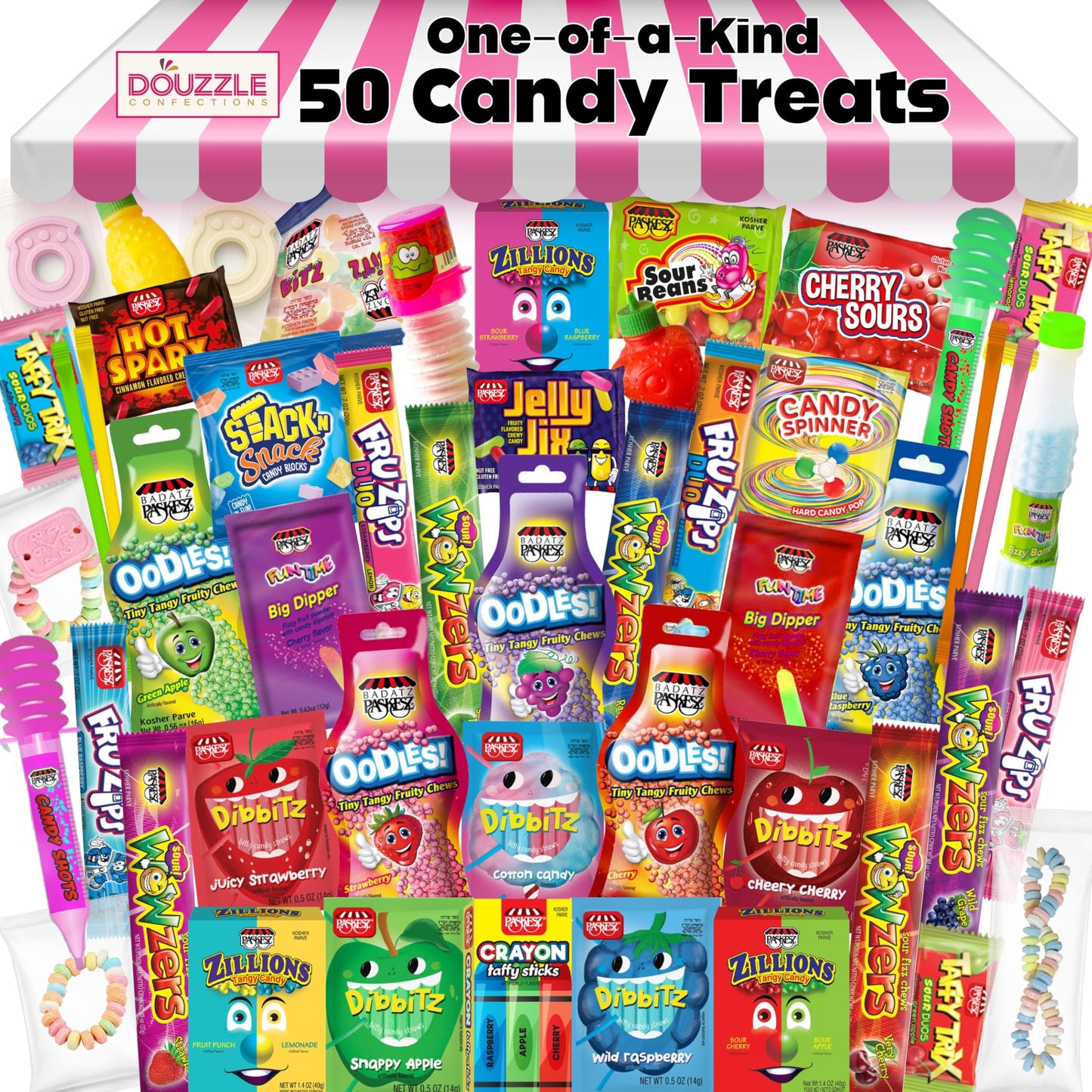 DOUzzle Back To School Bulk Novelty Candy Variety Pack w/Marines Edible Crayons & Candy Blocks (50 Count) Individually Wrapped B