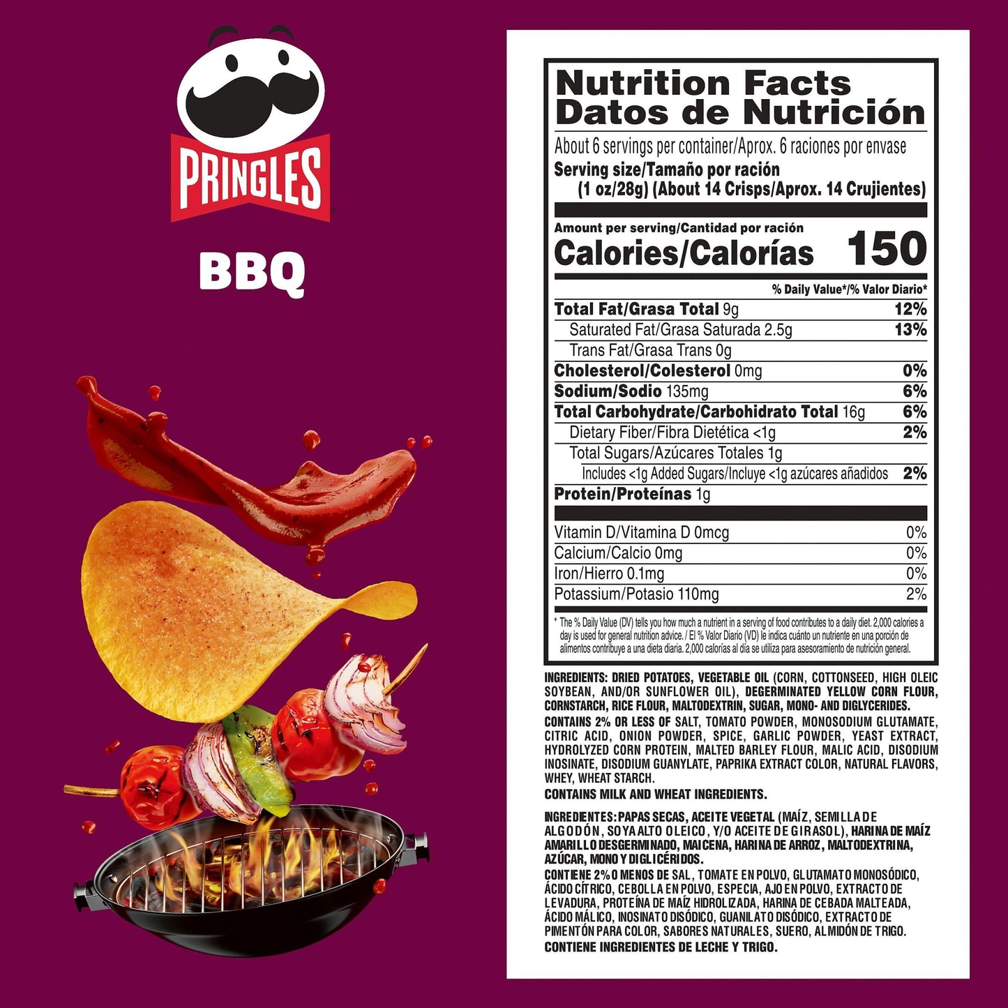 PRINGLES BBQ 5.57OZ (Pack of 14)