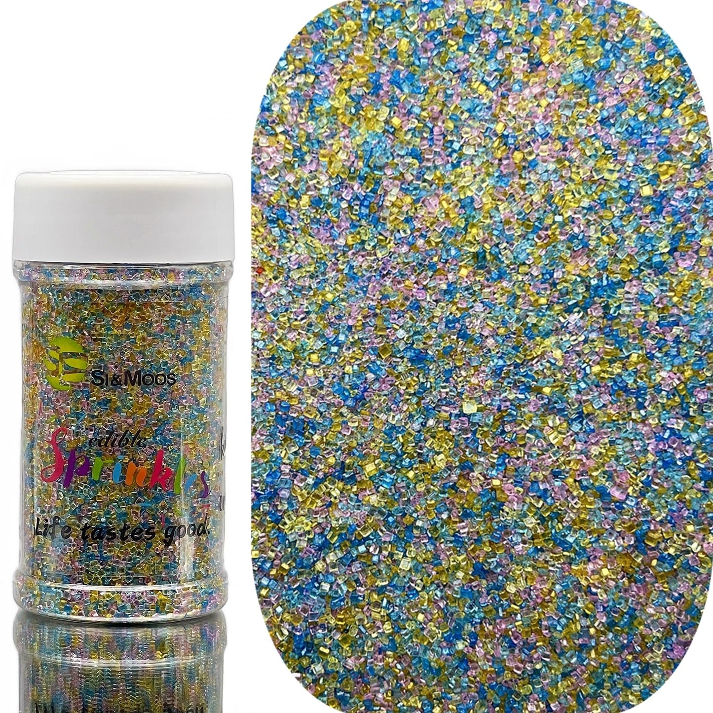 Se Si&Moos Blue Pink And Yellow Sanding Sugar Sprinkles Royal Blue Sprinkles Sugar Rimmer For Cocktails, Edible Colored Sugars F