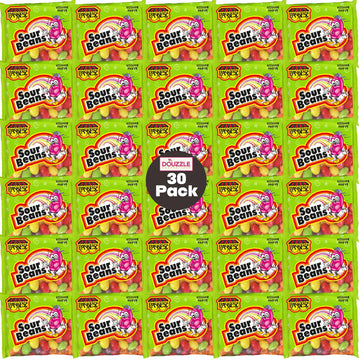 DOUzzle Back To School Sour Jelly Beans Chewy Candies, Mini Packs (30 Count, 1 Pack) Individually Wrapped, Party Favor, Goodie B