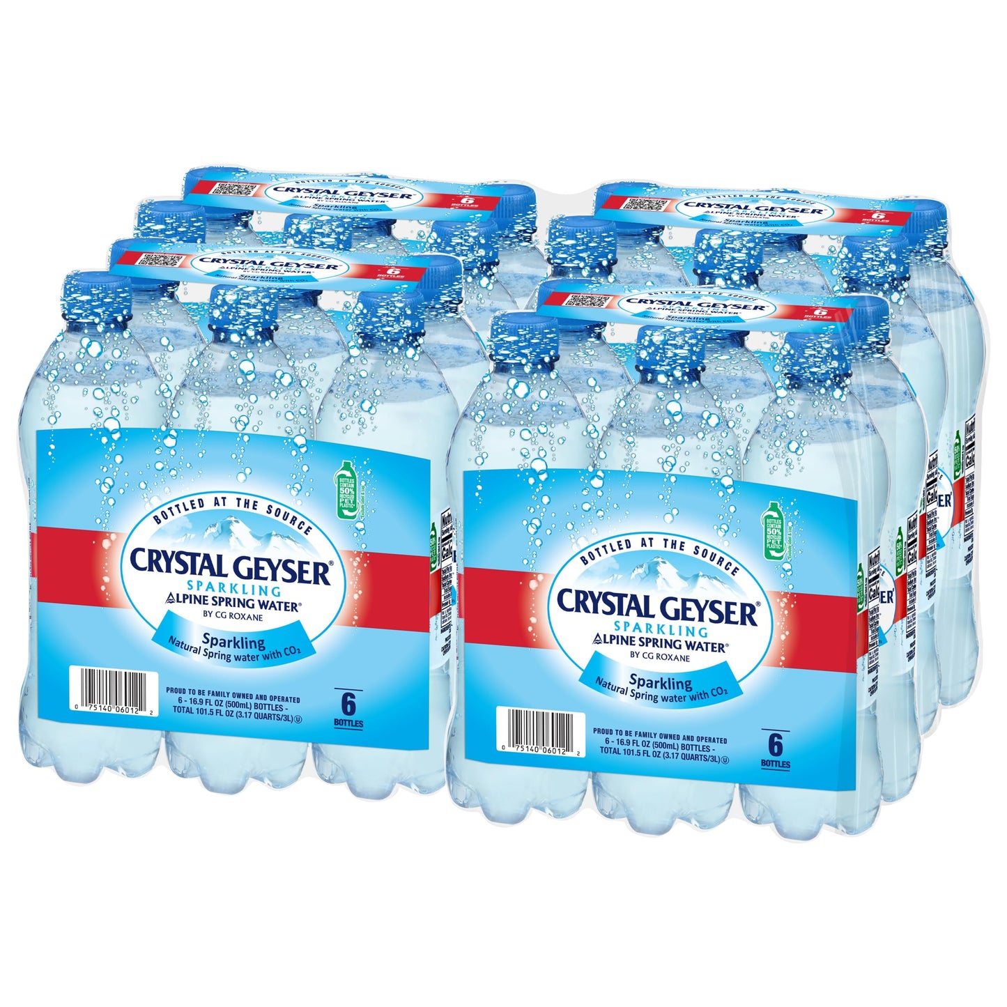 Crystal Geyser Sparkling Alpine Natural Spring Water, 24-Pack, 16.9oz Bottles, Zero Calories and No Sweeteners, Bottled at The S