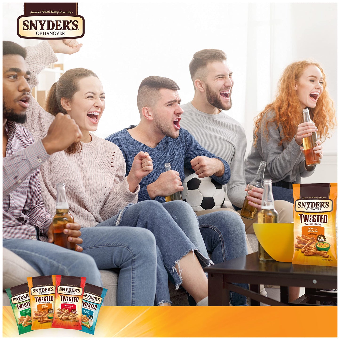 Snyder'S Of Hanover, Nacho Cheese Twisted Pretzel Sticks, 12-Oz. Bag