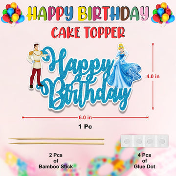 Cnderela Happy Birthday Cake Topper