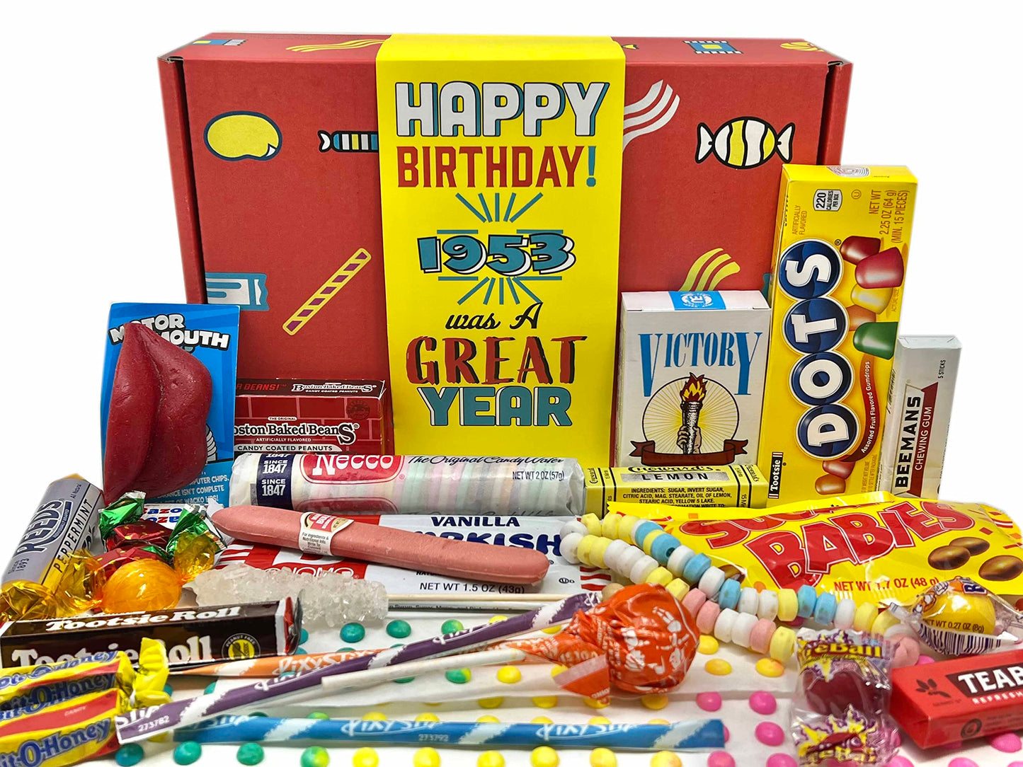 Retro Candy Yum ~ 1953 72Nd Birthday Gift Box Mix Nostalgic Candy From Childhood For 72 Year Old Man Or Woman Born 1953 Jr
