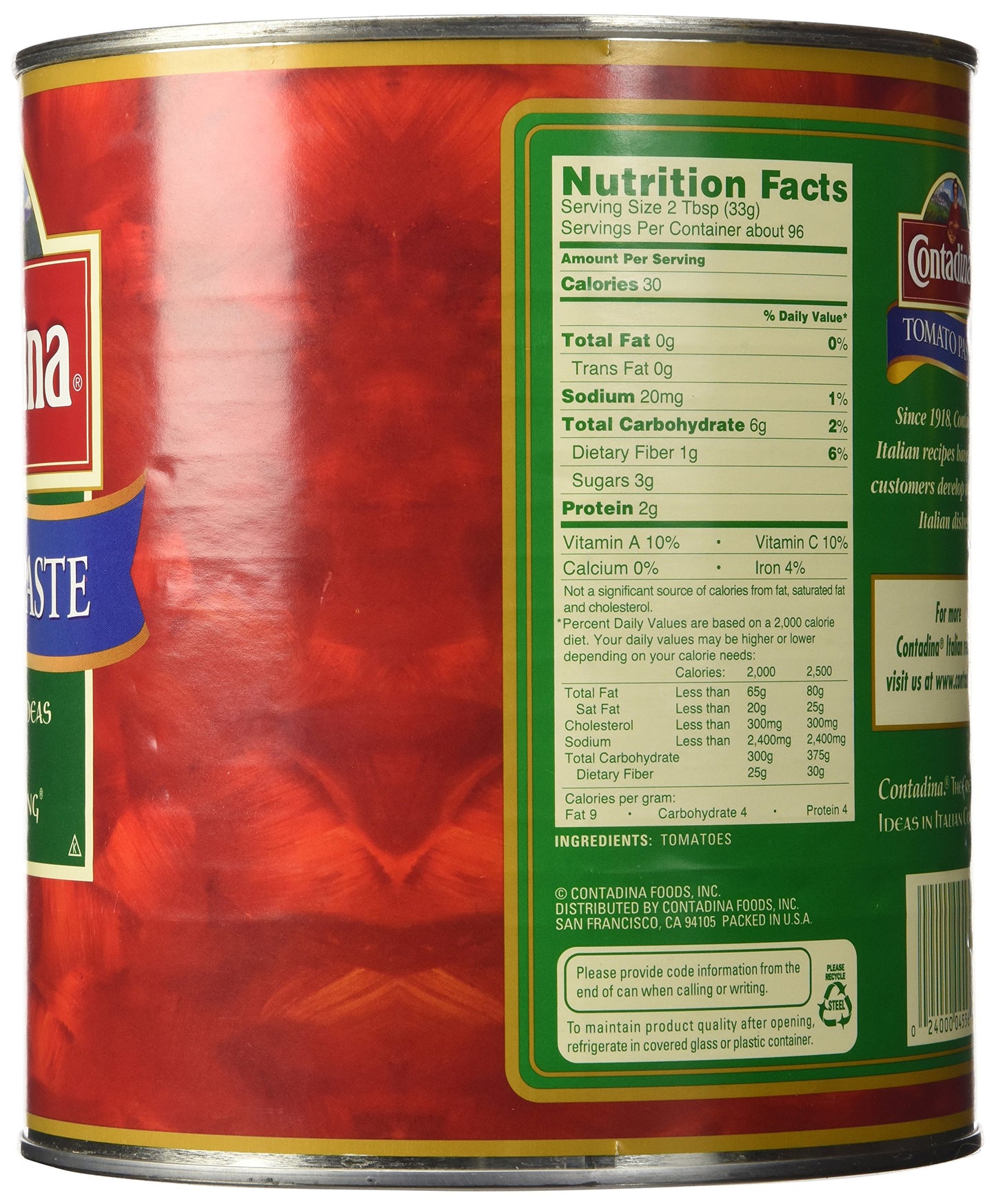 Contadine Tomato Paste, 111-Ounce, 6.93 lbs, Perfect for Cooking & Sauces