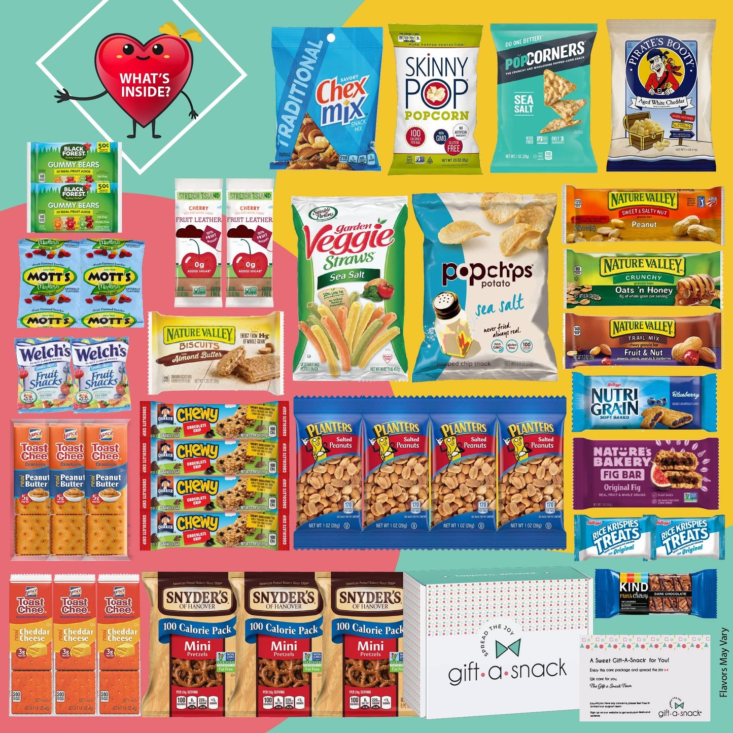 Gift A Snack - Holiday  Christmas Stocking Stuffer Healthy Snack Box Care Package + Greeting Card (40 Count) Birthday  Gift Basket  Nutritious Granola Breakfast Bars
