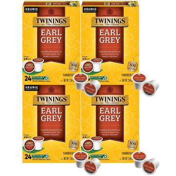 Twinings Earl Grey K-Cup Pods for Keurig  Caffeinated Black Tea Flavoured with Citrus and Bergamot  24 Count (Pack of 4)