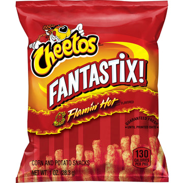 Cheetos Fantastix Flamin' Hot Flavored Potato And Corn Snacks, 1 Ounce (Pack Of 104)